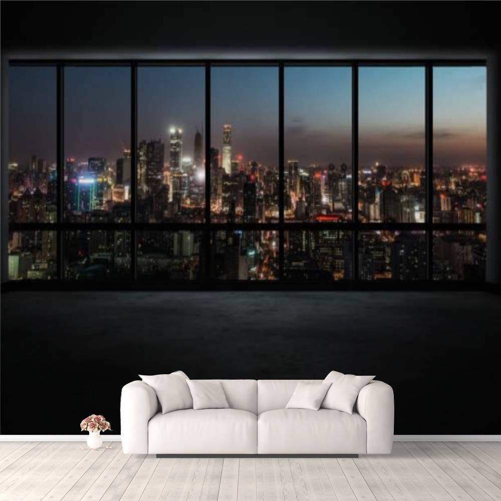 3D Wallpaper Cityscape Night View - Self-Adhesive Peel and Stick Wall Mural for Bedroom, Living Room, Dorm Decor - Easy to Apply on Walls, Ceiling & Wardrobe - Perfect for Modern Home & Office Interior Design