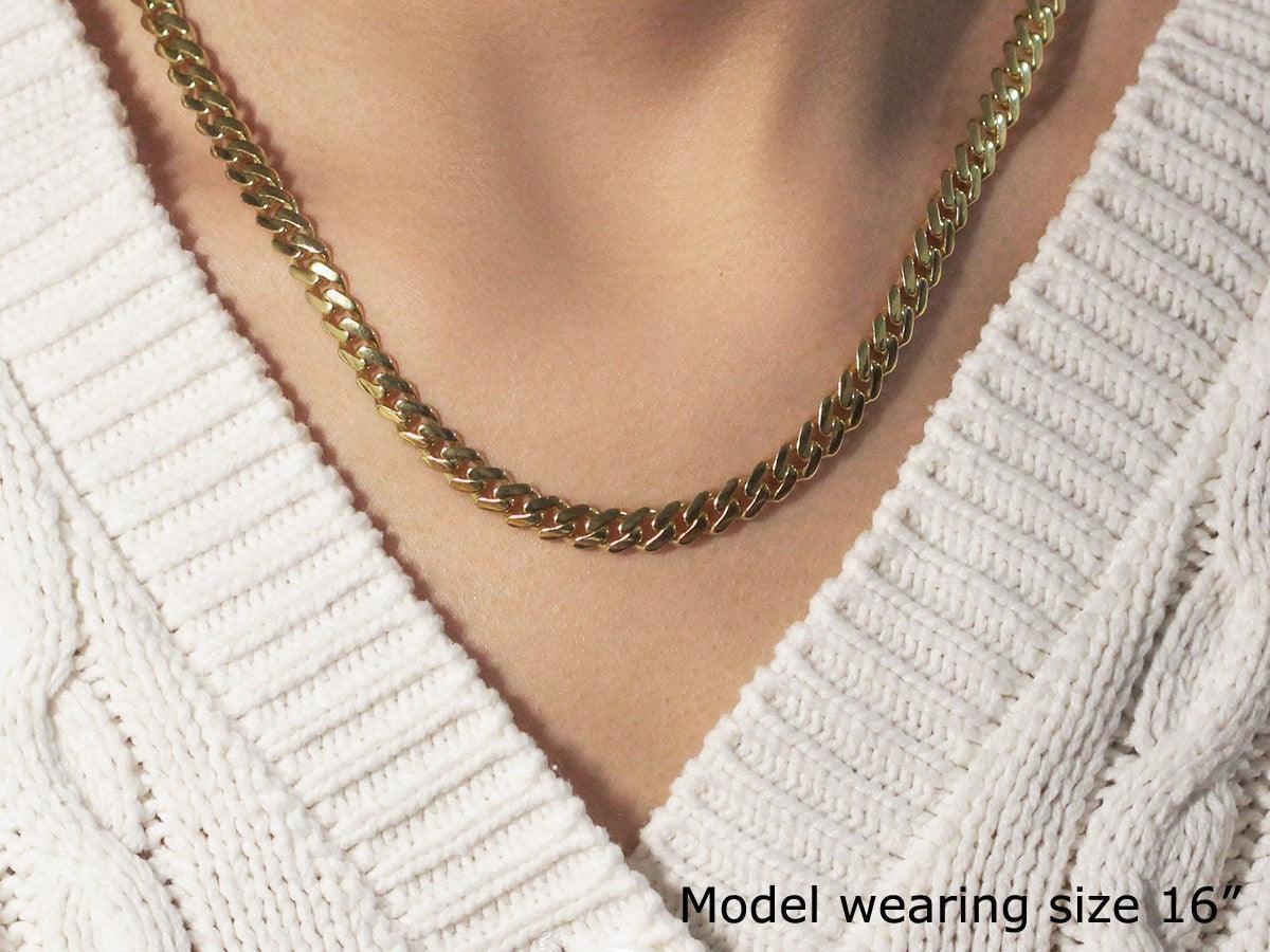 14K Yellow Gold Polished Miami Cuban Chain Necklace for Men & Women - Durable Luxury Cuban Link Necklace for Everyday Wear, Gifts & Special Occasions
