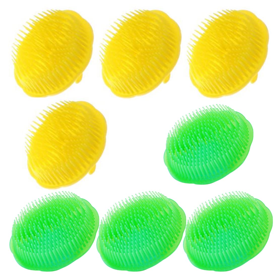 8PCS Hair Scalp Massage Brush Set - Scalp Exfoliator & Dandruff Remover for Shower & Bath (Yellow & Green) - Perfect for Relaxing Head Massage & Hair Care Routine