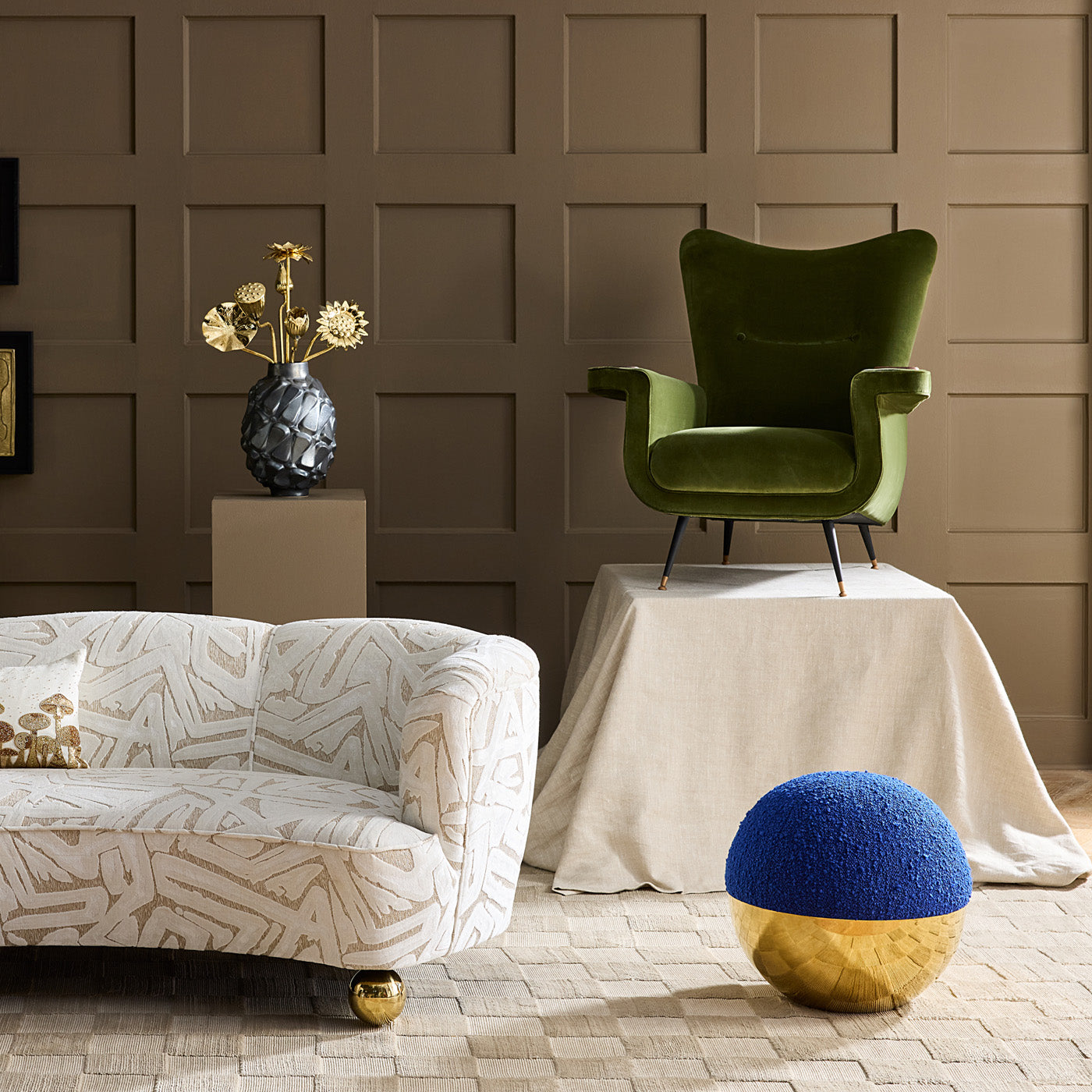 Alphaville Tuffet Stool - Modern Round Footrest Ottoman with Non-Slip Bottom for Living Room, Bedroom & Nursery - Perfect for Extra Seating or Foot Support