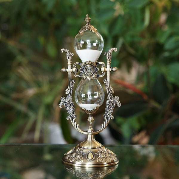 Vintage Rose Rotating Hourglass Sand Timer - 15 or 30 Minute Decorative Timer for Home Office, Kitchen, Classroom & Meditation - Perfect for Productivity, Cooking & Relaxation