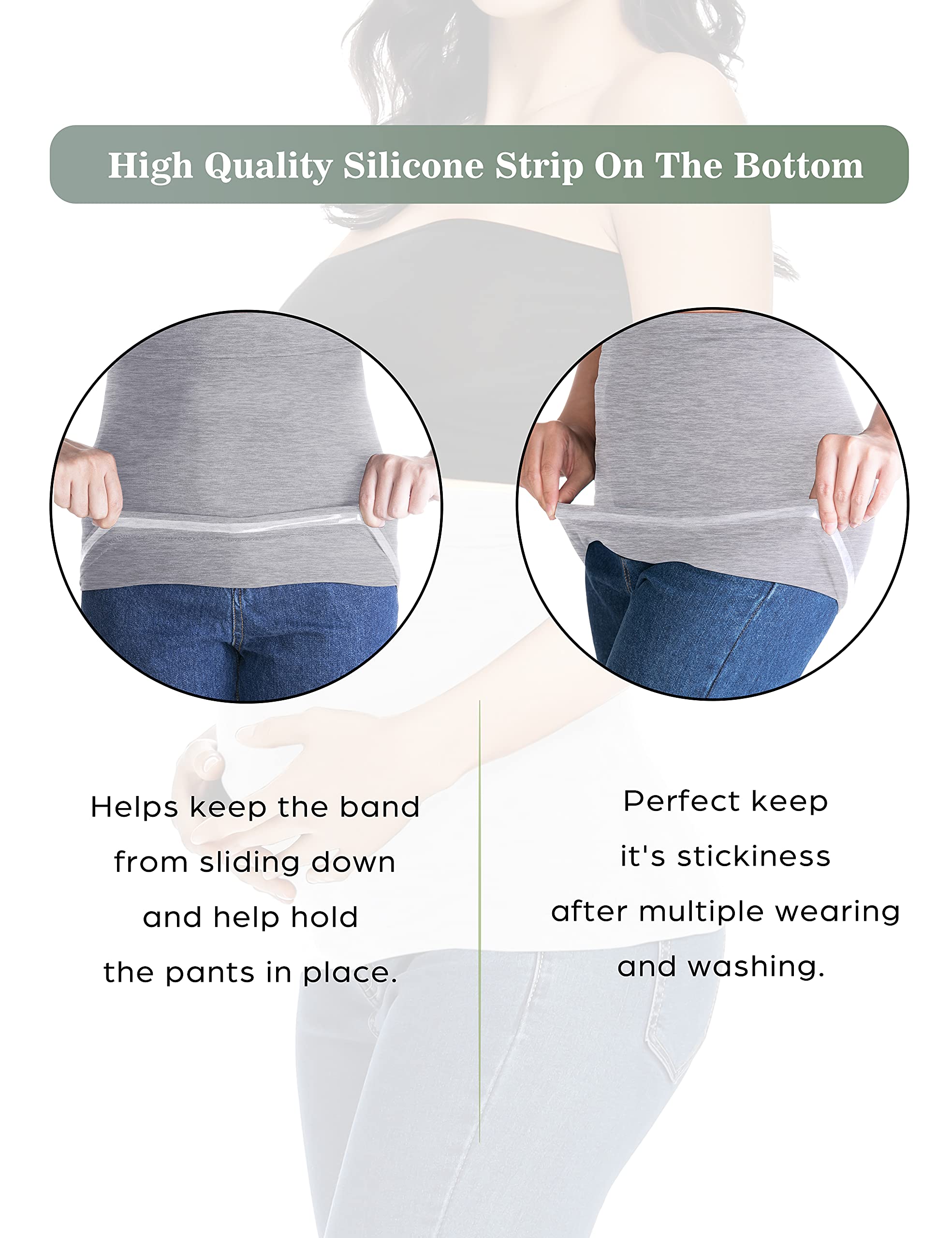 Maternity Belly Band for Pregnant Women - Adjustable Pregnancy Support Belt for Pants & Jeans - Comfortable Postpartum Belly Wrap for All-Day Wear at Work, Home or Exercise