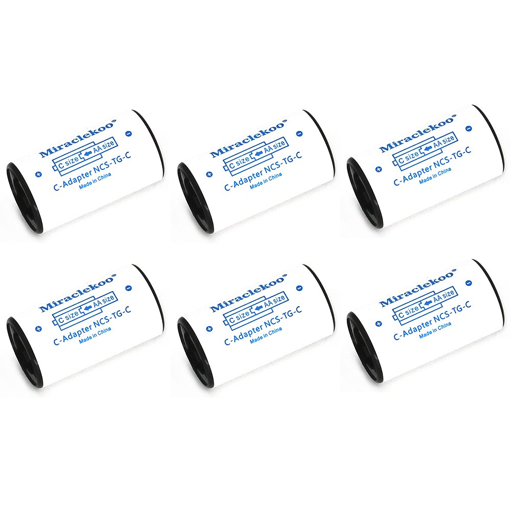 6 Pack C Size Battery Spacers - AA to C Battery Adapter for Sanyo Eneloop & Other AA Batteries | Perfect for Flashlights, Toys & Electronics | Durable C Battery Converter