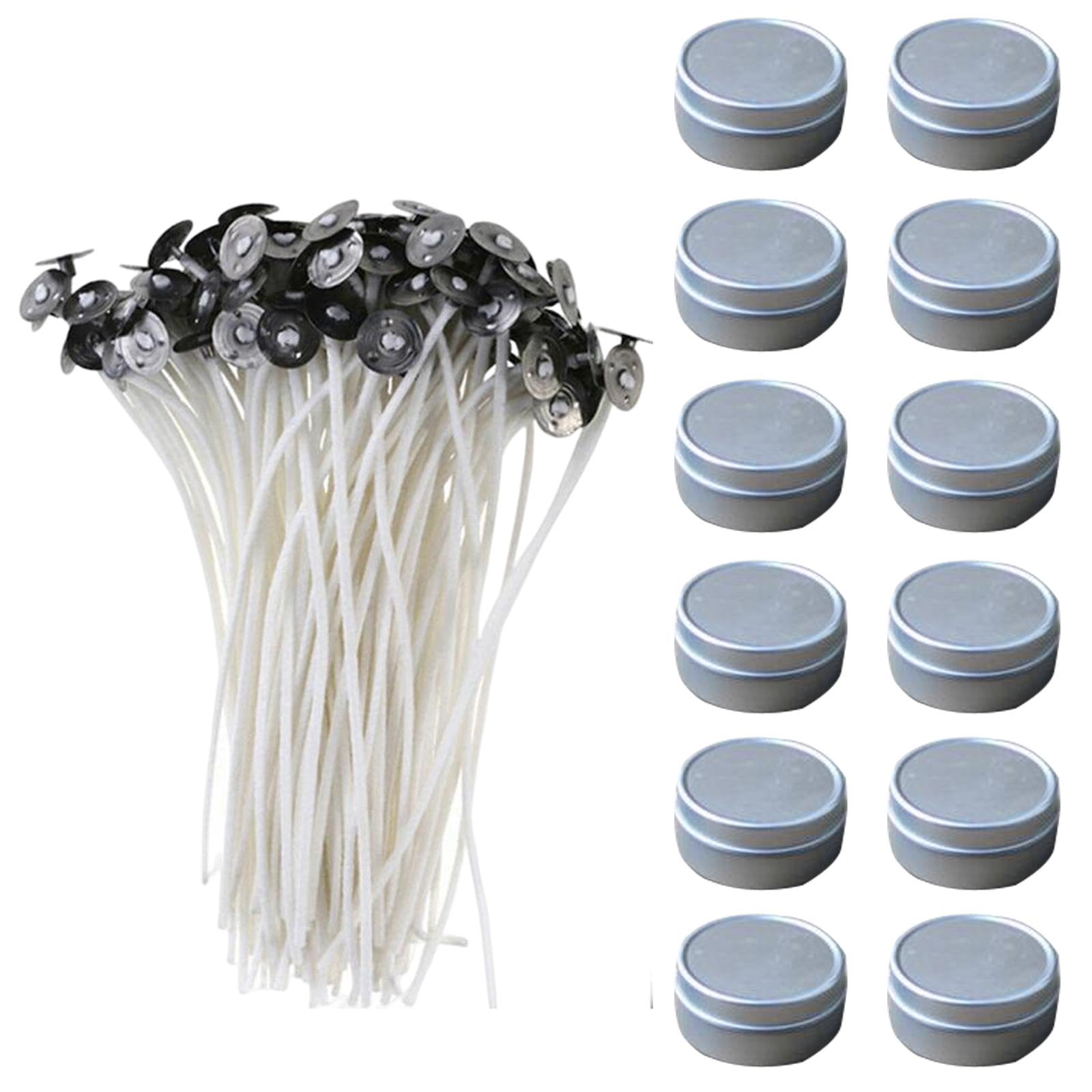 100-Pack Enakshi Pre-Waxed Candle Wicks for DIY Candle Making - Cotton Core with Metal Sustainers - Perfect for Home Crafts, Soap Making & Gift Projects - Ideal for Birthday, Wedding, Holiday Decorations