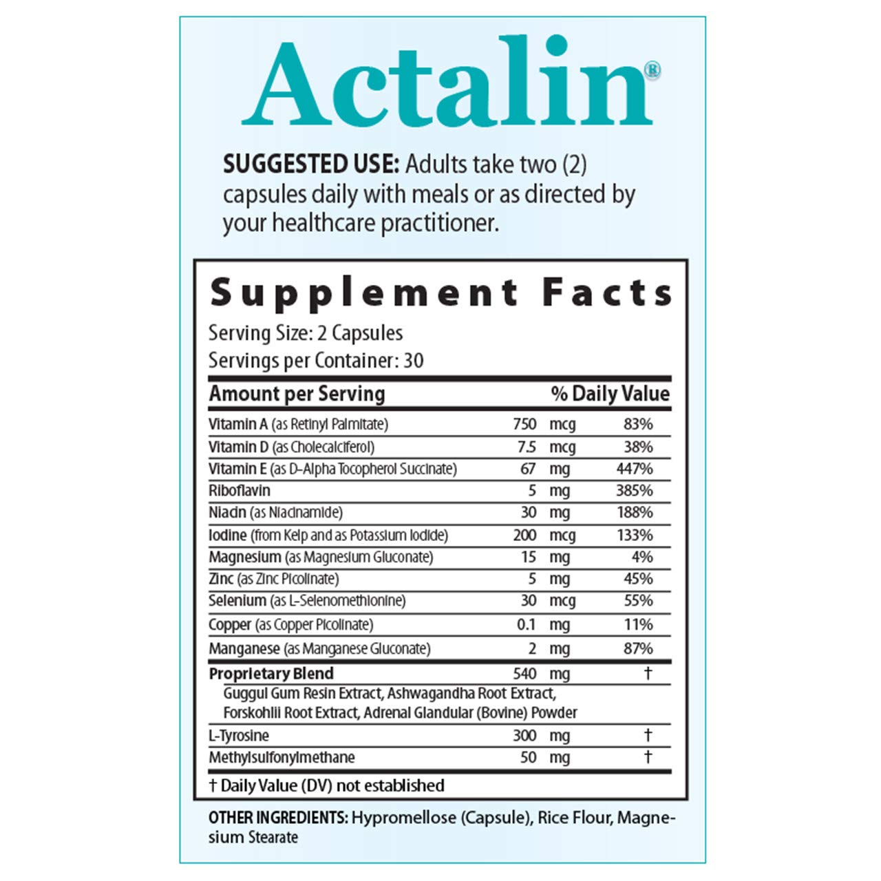 Actalin Thyroid Support Supplement - 90 Day Supply for Energy & Metabolism Boost - Ideal for Hypothyroidism & Fatigue Relief