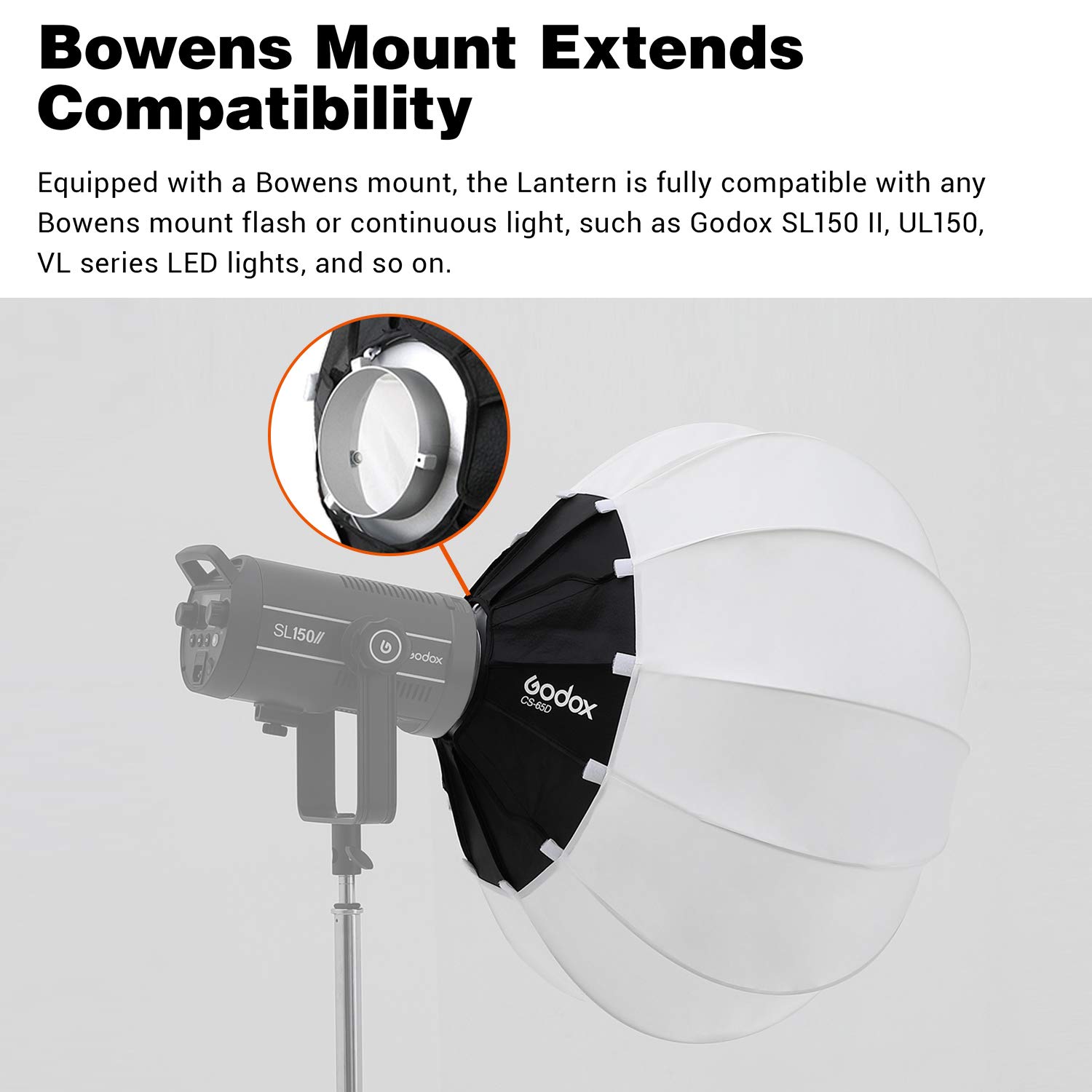 Godox 65cm Bowens Mount Quick-Install Lantern Softbox for Photography Studio, Video Recording, Live Streaming & Filmmaking - Perfect for Portrait, Product & Indoor Lighting