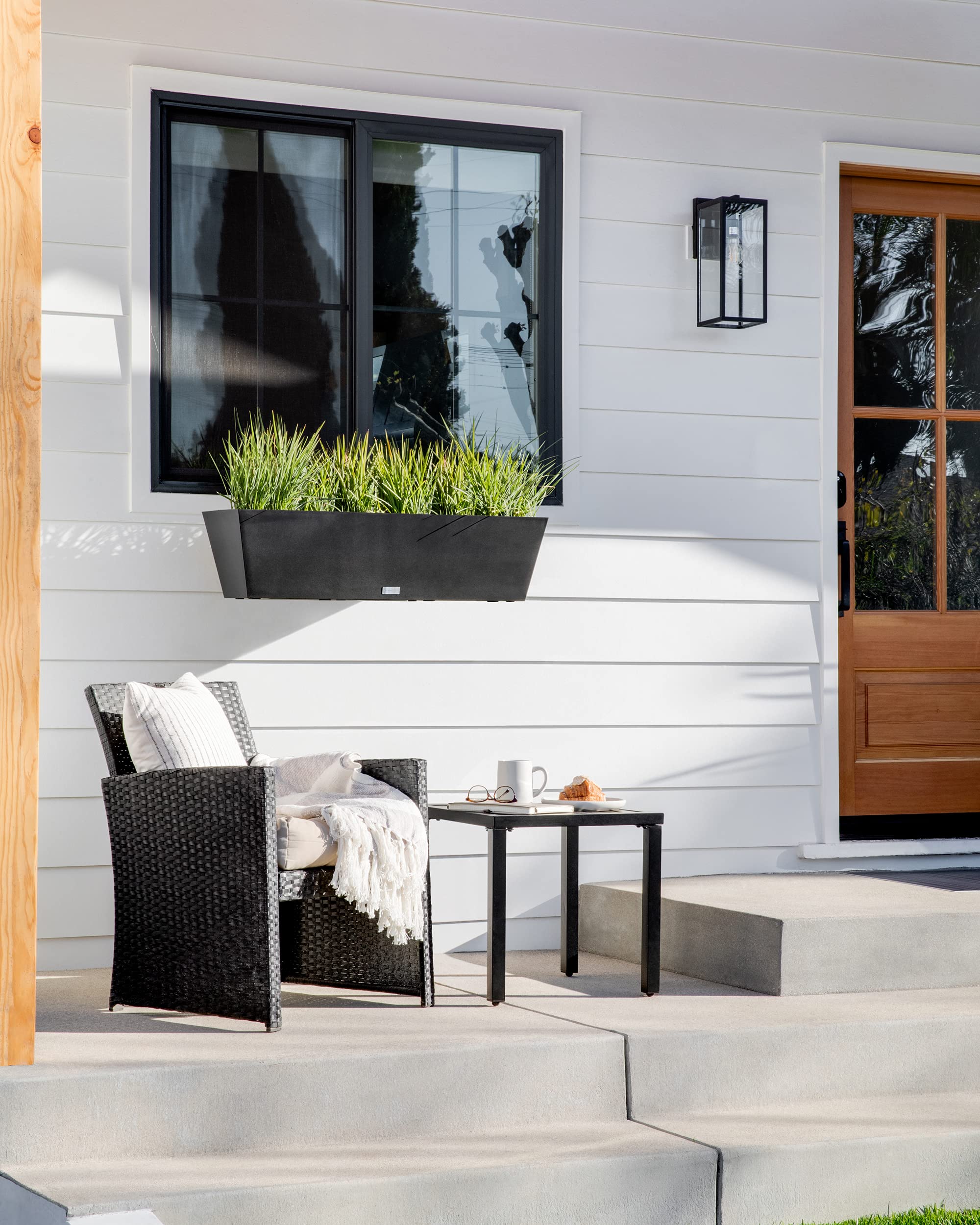 Veradek Pure Series Railing Planter - Durable Plastic Hanging Planter for Outdoor Balcony, Fence & Deck | All-Weather Resistant with Adjustable Brackets | Modern Décor for Flowers, Succulents & Herbs | Perfect for Small Space Gardening & Urban Balcony Decor