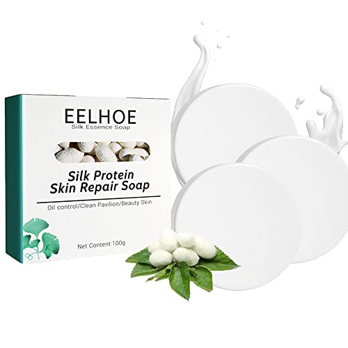 SkinFerm Collagen & Silk Protein Whitening Soap - Brightening, Skin Repair & Moisturizing for Glowing Complexion (3 Pack) - Perfect for Daily Skincare & Gentle Exfoliation