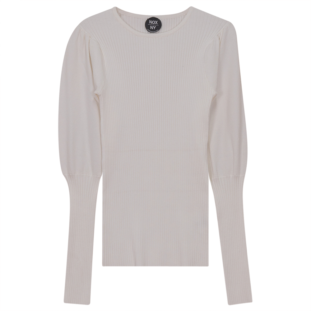 Stylish Rib Knit Top with Puff Sleeves for Women - Trendy Casual Blouse for Everyday Wear & Date Nights