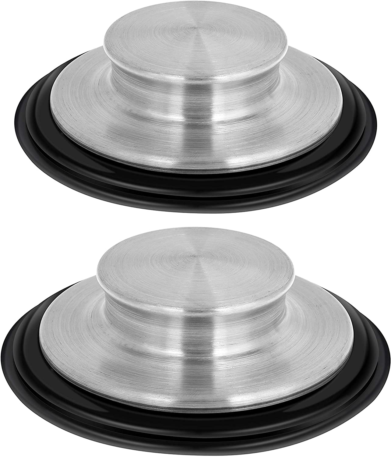2PCS KAPASKI 304 Stainless Steel Kitchen Sink Stopper - 3 3/8 Inch Garbage Disposal Plug with Wide Rim (3.35