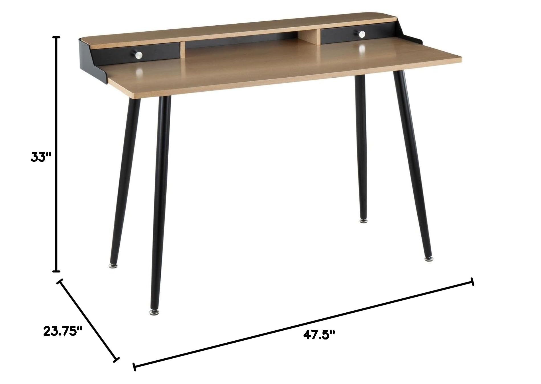 LumiSource Harvey Mid Century Modern Desk - Home Office & Computer Desk with Drawers, Small Writing Desk for Bedroom, Gaming & Study - Perfect for Small Spaces & Modern Workspaces