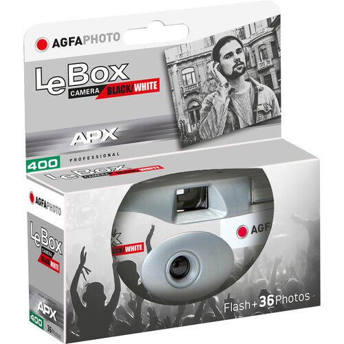 AGFAphoto LeBox Black & White Single Use Camera - 27 Exposures | Vintage Style Disposable Film Camera for Travel, Parties & Weddings | Perfect for Beginners & Photography Enthusiasts
