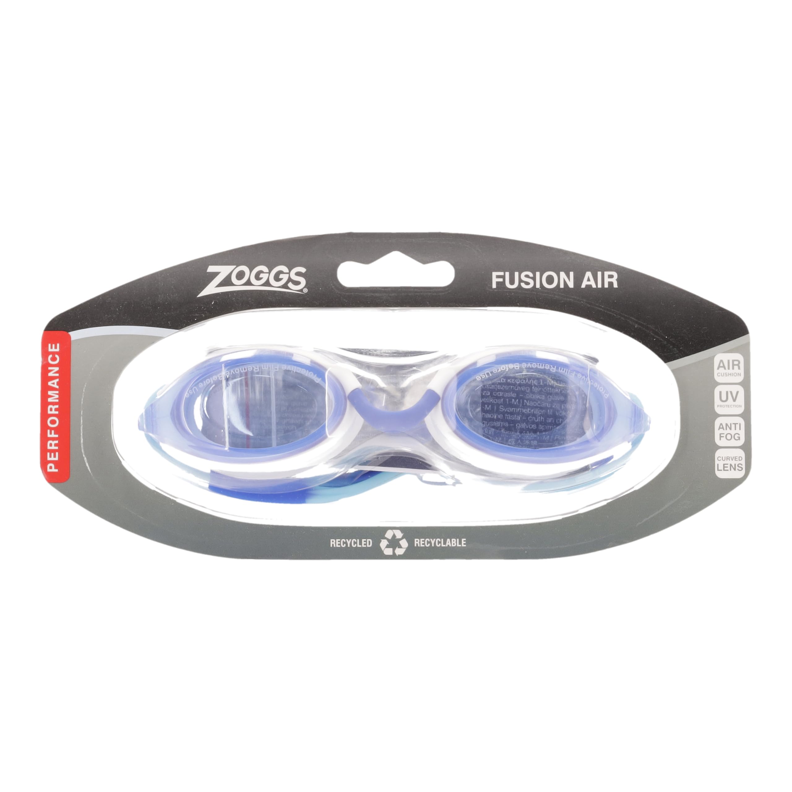 Zoggs Fusion Air Swim Goggles - Anti-Fog, UV Protection, Comfort Fit for Swimming, Training & Triathlon