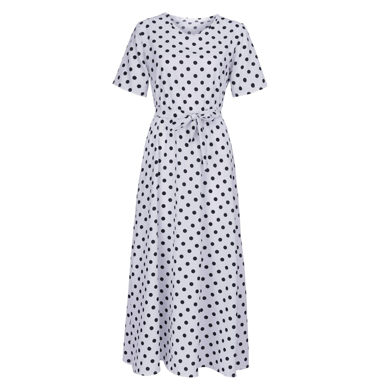 Women's Mini Swing Skater Dress - Polka Dot Long Sleeve O-Neck Sun Dress for Summer Casual Wear | Perfect for Parties, Dates & Office Outfits
