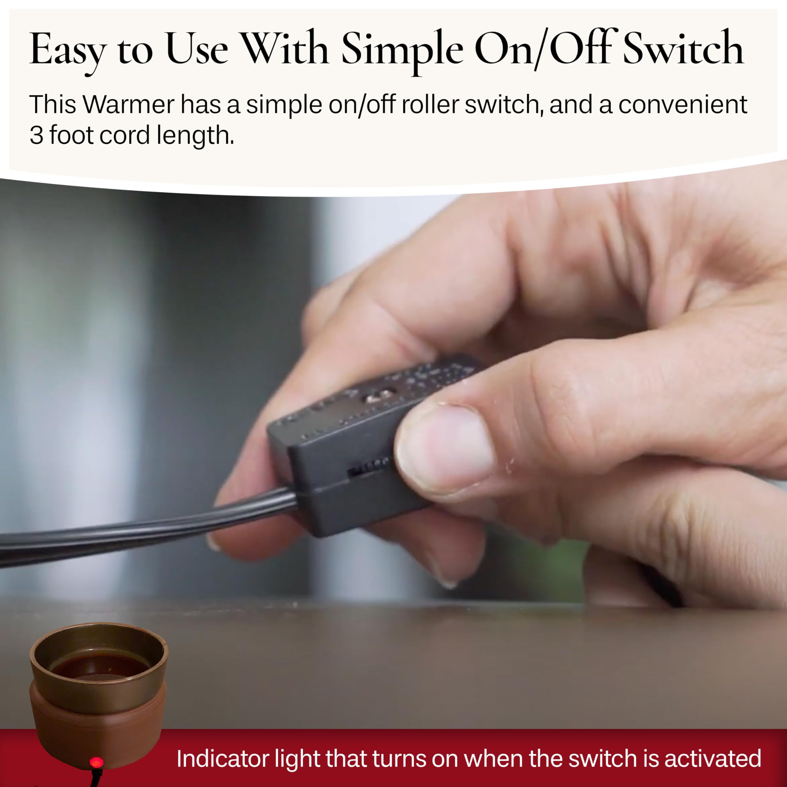 2-in-1 Candle & Wax Warmer for Scented Candles & Wax Melts - Pewter Walnut Fragrance Diffuser for Home, Office & Relaxation