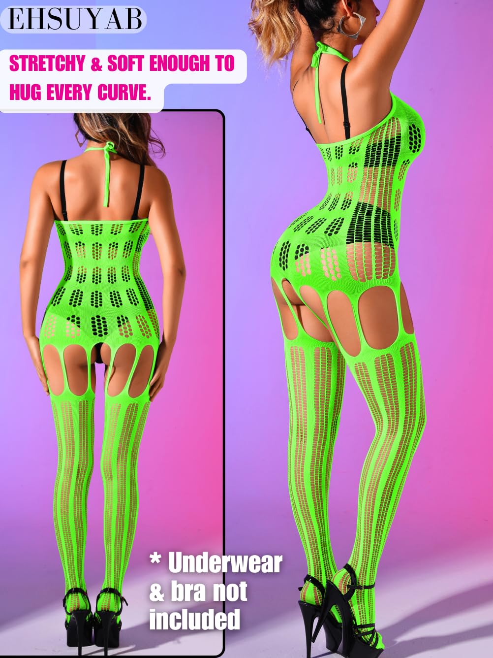 Sexy Sheer Fishnet Bodysuit for Women - Exotic Cutout Lingerie, Gothic Club Outfit | Perfect for Rave Parties, Nightclub Dancing & Boudoir Photography
