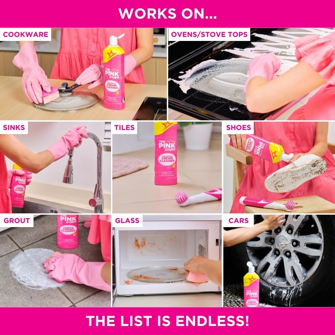 Stardrops The Pink Stuff Miracle Cream Cleaner 16.9 Fl Oz (500ml) - Powerful Stain Remover for Kitchen, Bathroom & Household Surfaces
