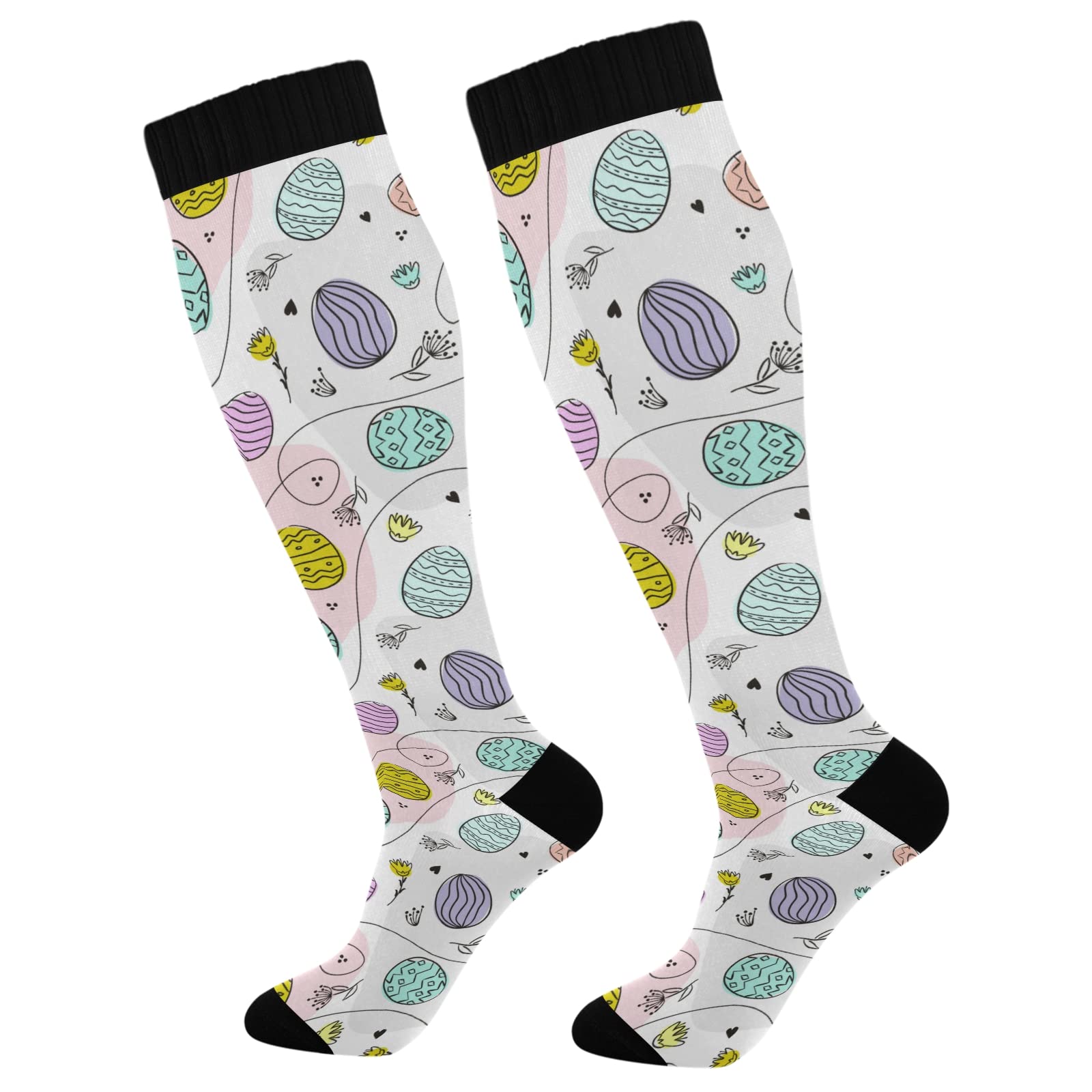 ODAWA Holiday Hearts Compression Socks for Women & Men - Breathable Knee-High Support Socks for Running, Hiking & Travel - Valentine's Day Gifts & Nurse Work Socks
