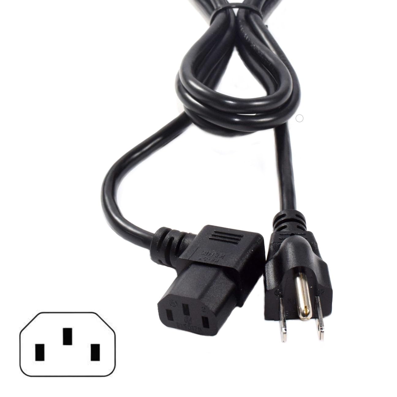 HQRP Right Angle AC Power Cable for Voodoo Labs Pedal Power - 18AWG Mains Cord with 3-Prong Plug - Perfect for Guitar Effects Pedalboards & Music Equipment Power Supply