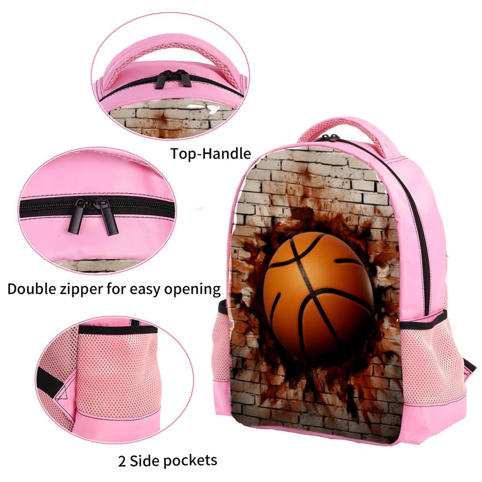 Stylish Unisex Travel Backpack with 3D Basketball Pattern - Durable Carry-On Backpack for Women & Men - Perfect for Gym, School, Work and Outdoor Adventures