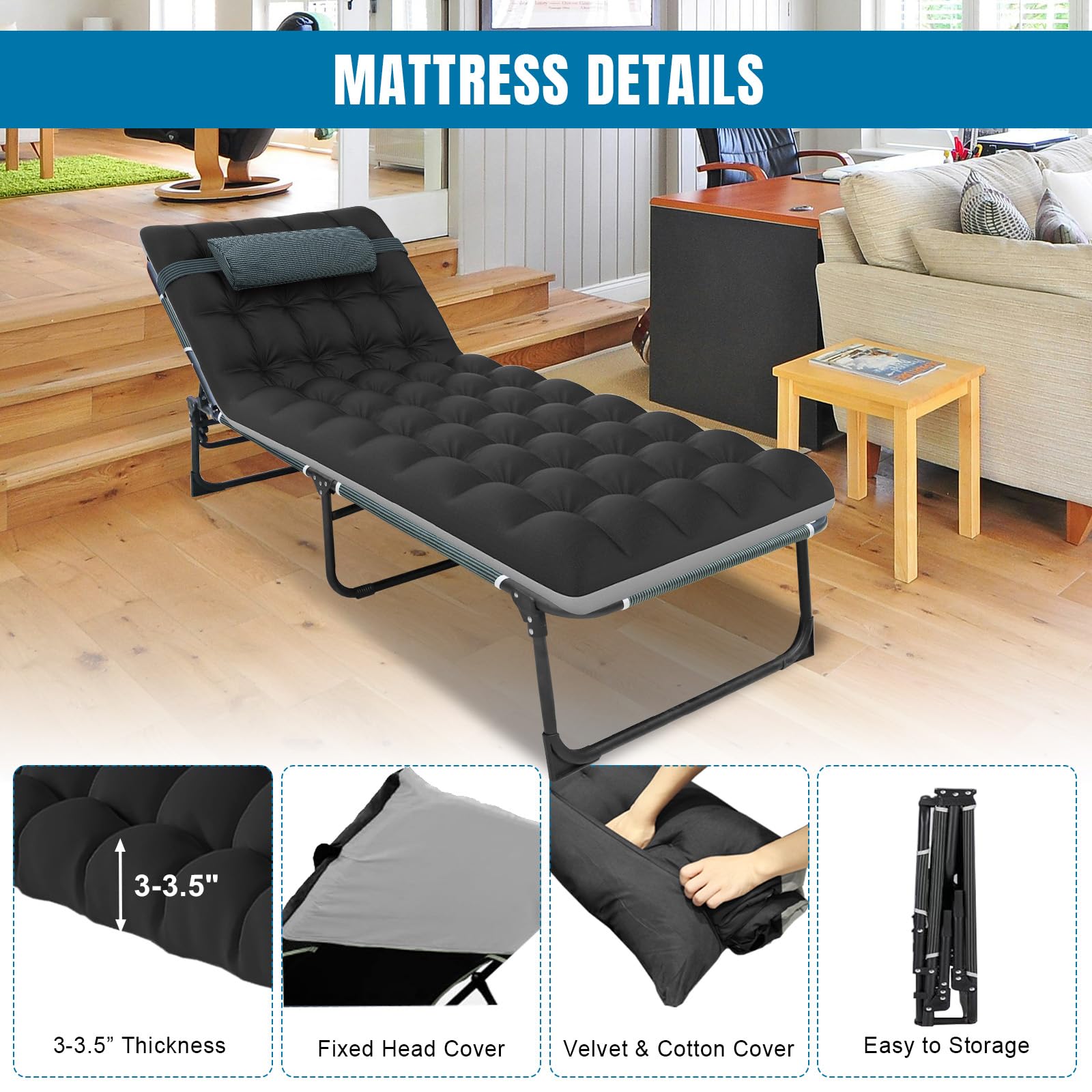 BIG RED 5-Position Folding Camping Cot with Mattress - Heavy Duty Portable Sleeping Cot for Adults, Outdoor Lounge Chair for Camping, Beach, Lawn, Backyard & Patio Relaxation
