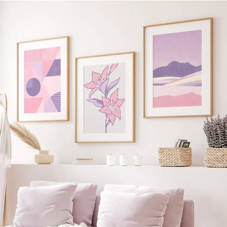 Minimalist Purple Art Canvas Posters - Modern Abstract Wall Decor for Living Room, Bedroom & Office