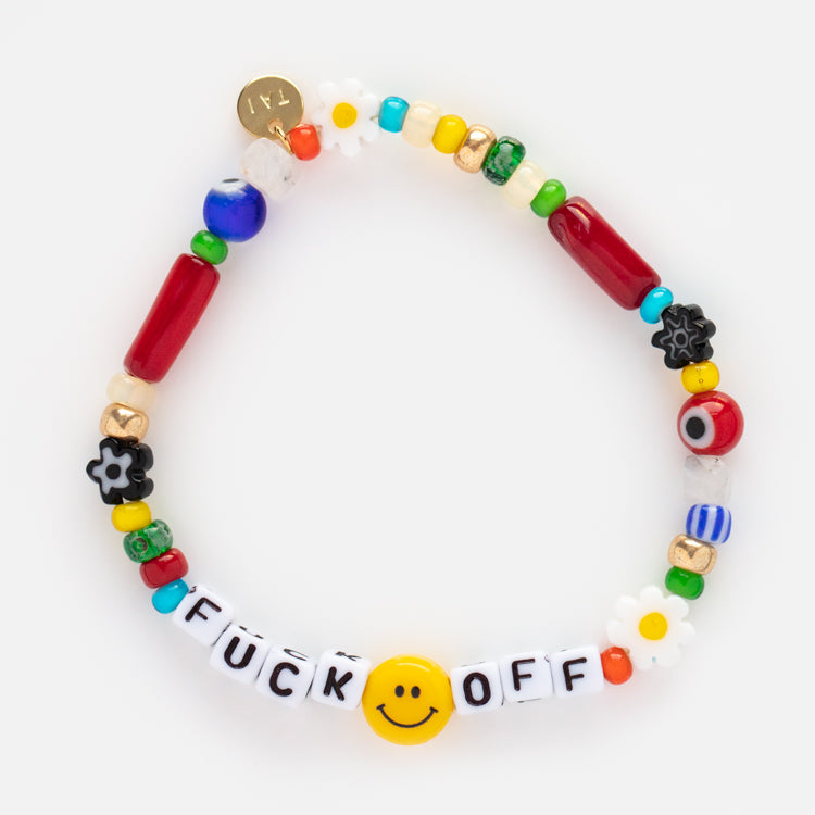 Handmade Beaded Eff Off Bracelet - Unique Statement Jewelry for Women, Sassy Friendship Gift - Perfect for Parties, Festivals & Self-Expression