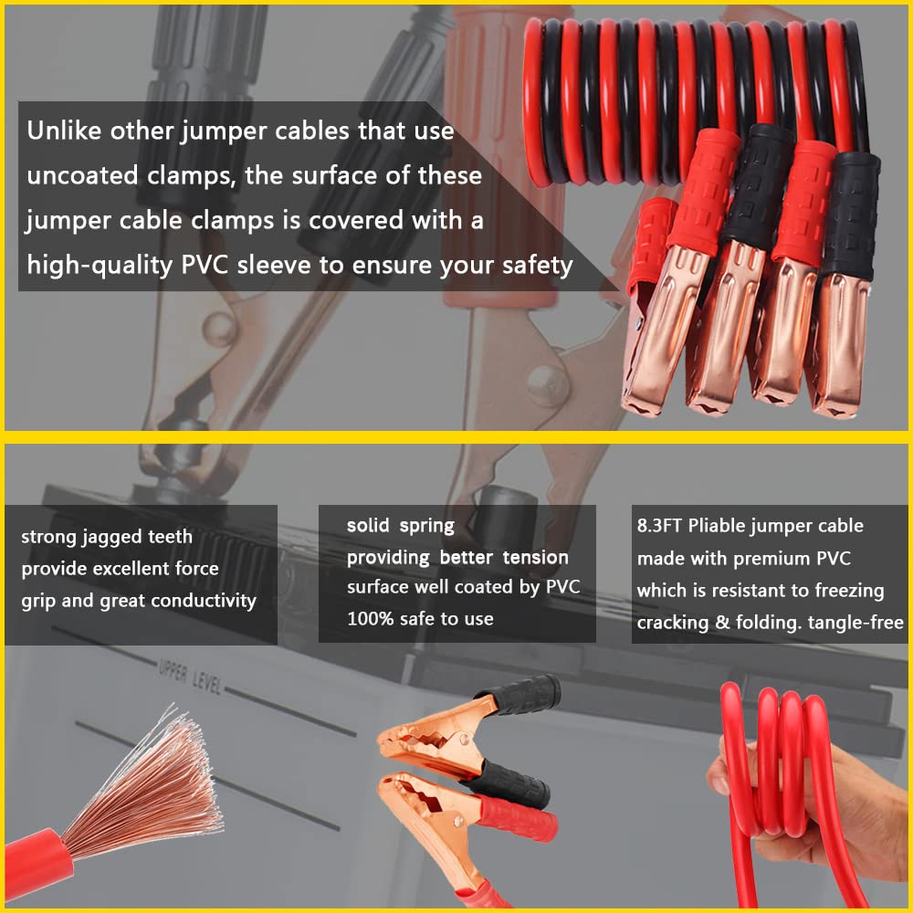 Premium Roadside Car Emergency Kit - High Power Car Vacuum, Jumper Cables, Reflective Warning Triangle & Safety Tools | Essential Vehicle Safety Gear for Roadside Emergencies & Breakdowns