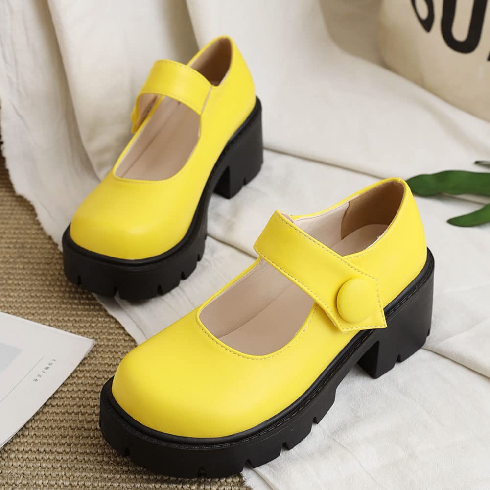 Women's Mary Jane Platform Shoes - Chunky Heel Lolita Style School Shoes for Casual Wear & Cosplay