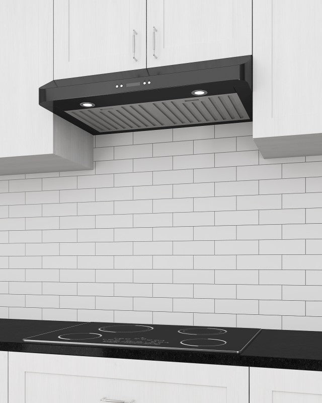 30-Inch Slim Chef Under Cabinet Range Hood in Black - Powerful Ventilation for Kitchen, Perfect for Small Spaces & Modern Homes
