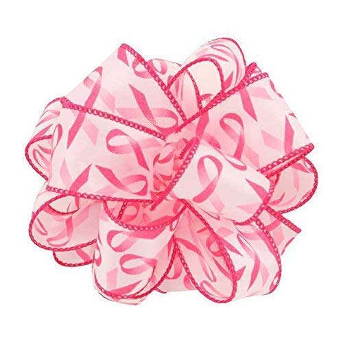 1-1/2 Inch Pink Awareness Ribbon on Wire - 25 Yard Spool for Breast Cancer Support, Fundraisers & Awareness Events