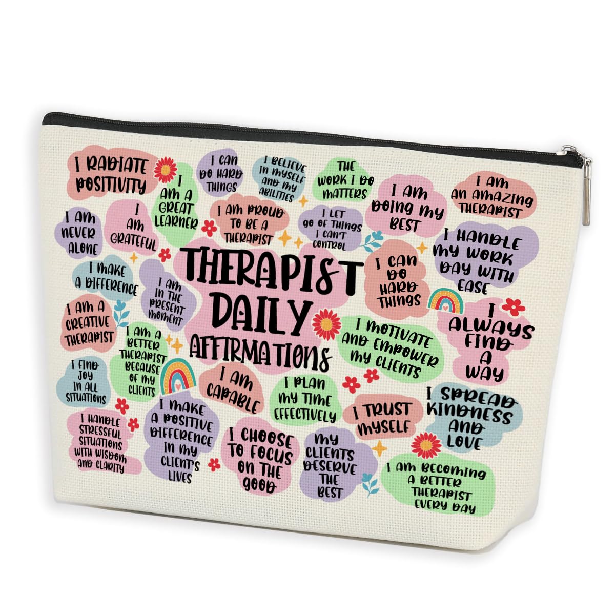**Inspirational Therapist Makeup Bag - Mental Health Gifts for Women, Teachers | Cosmetic Zipper Pouch for Birthday, Graduation, Retirement & Thank You Gifts | Perfect for Daily Use, Travel & Self-Care Essentials**