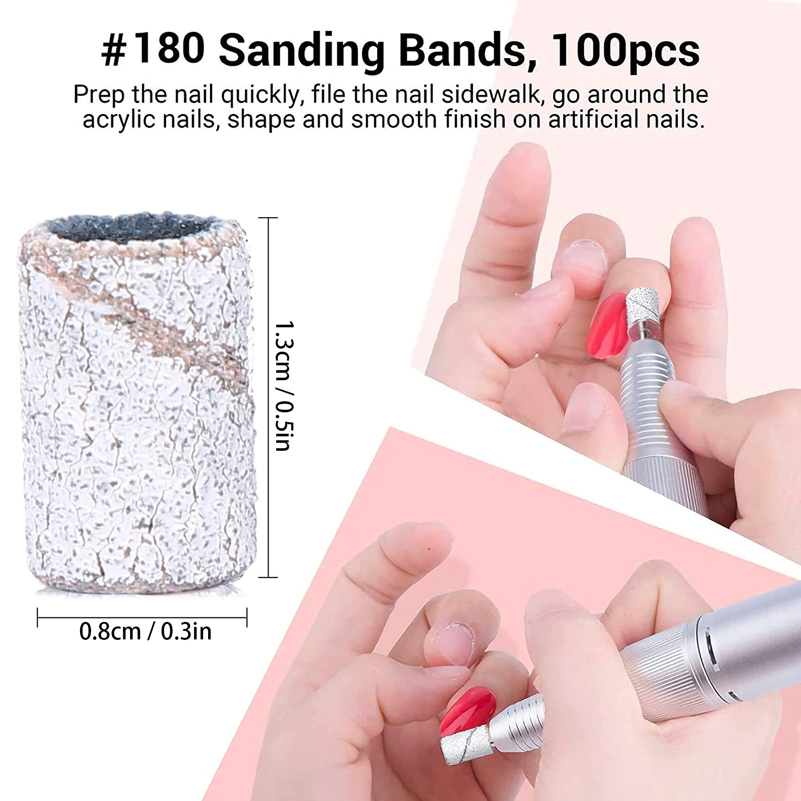 Ubersweet® 400pcs Professional Nail Art Sanding Bands - Natural Sand Paper for Manicure & Pedicure Tools | Perfect for Salon, Home Nail Care & DIY Nail Designs