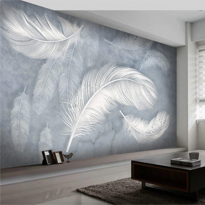 Feather Wallpaper for Home Wall Decor - Self-Adhesive Peel and Stick Wallpaper for Bedroom, Living Room, Nursery - Easy to Install & Removable