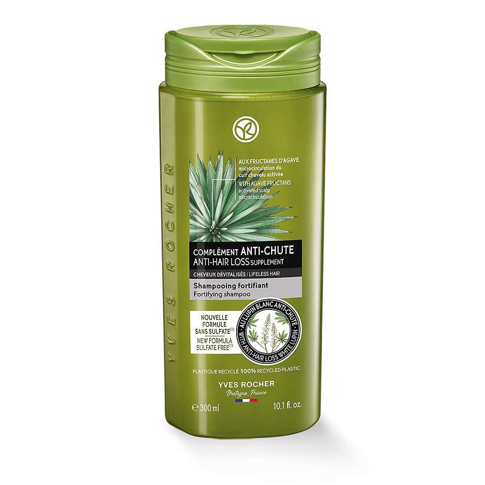 Yves Rocher Anti-Hair Loss Shampoo with Natural Ingredients - 300ml (10.1 fl oz) for Thicker, Stronger Hair - Perfect for Daily Hair Care & Scalp Nourishment