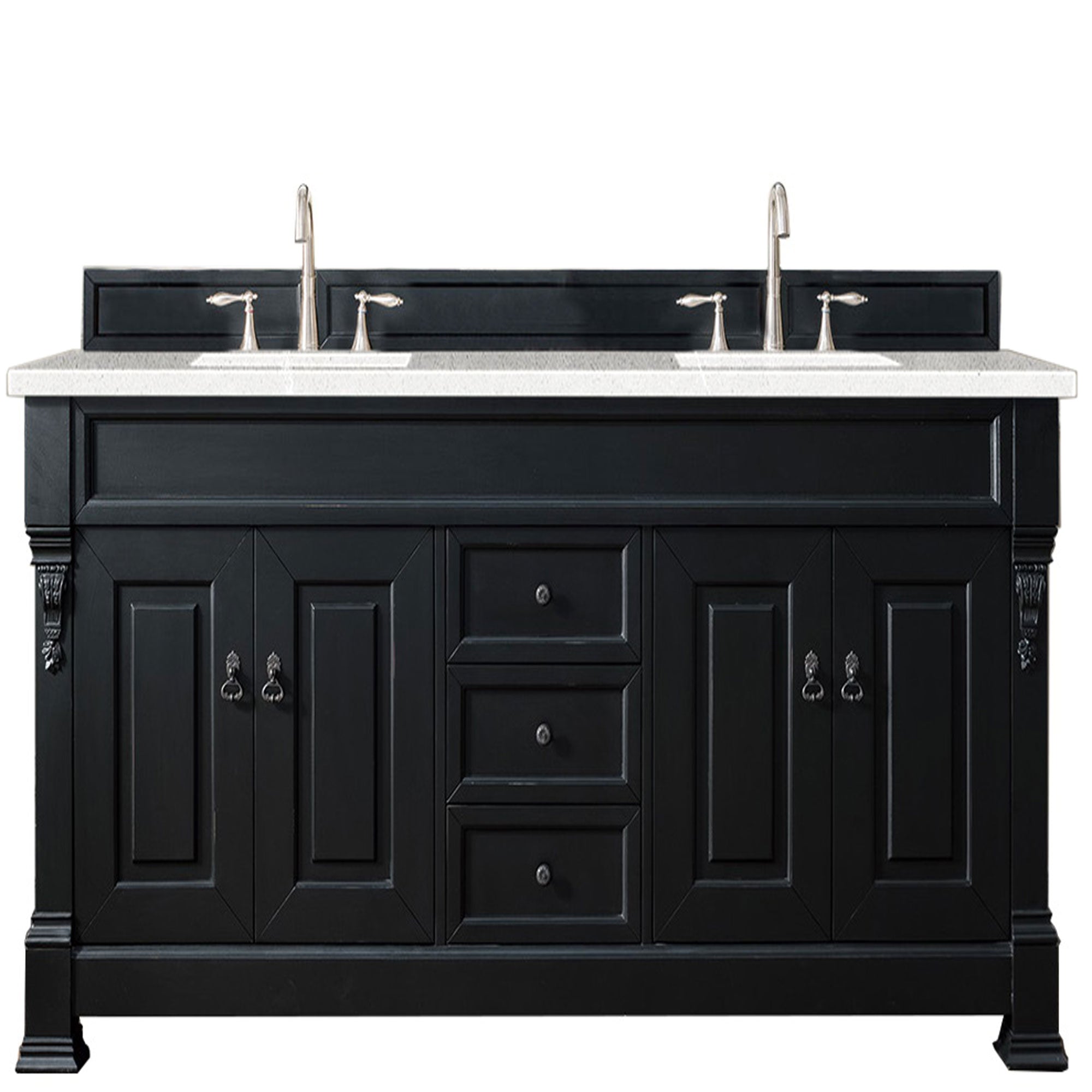 Brookfield 72 Inch Double Bathroom Vanity with Antique Black Finish & 3CM Eternal Serena Quartz Top - Perfect for Master Bathroom, Guest Bath, or Powder Room Renovations