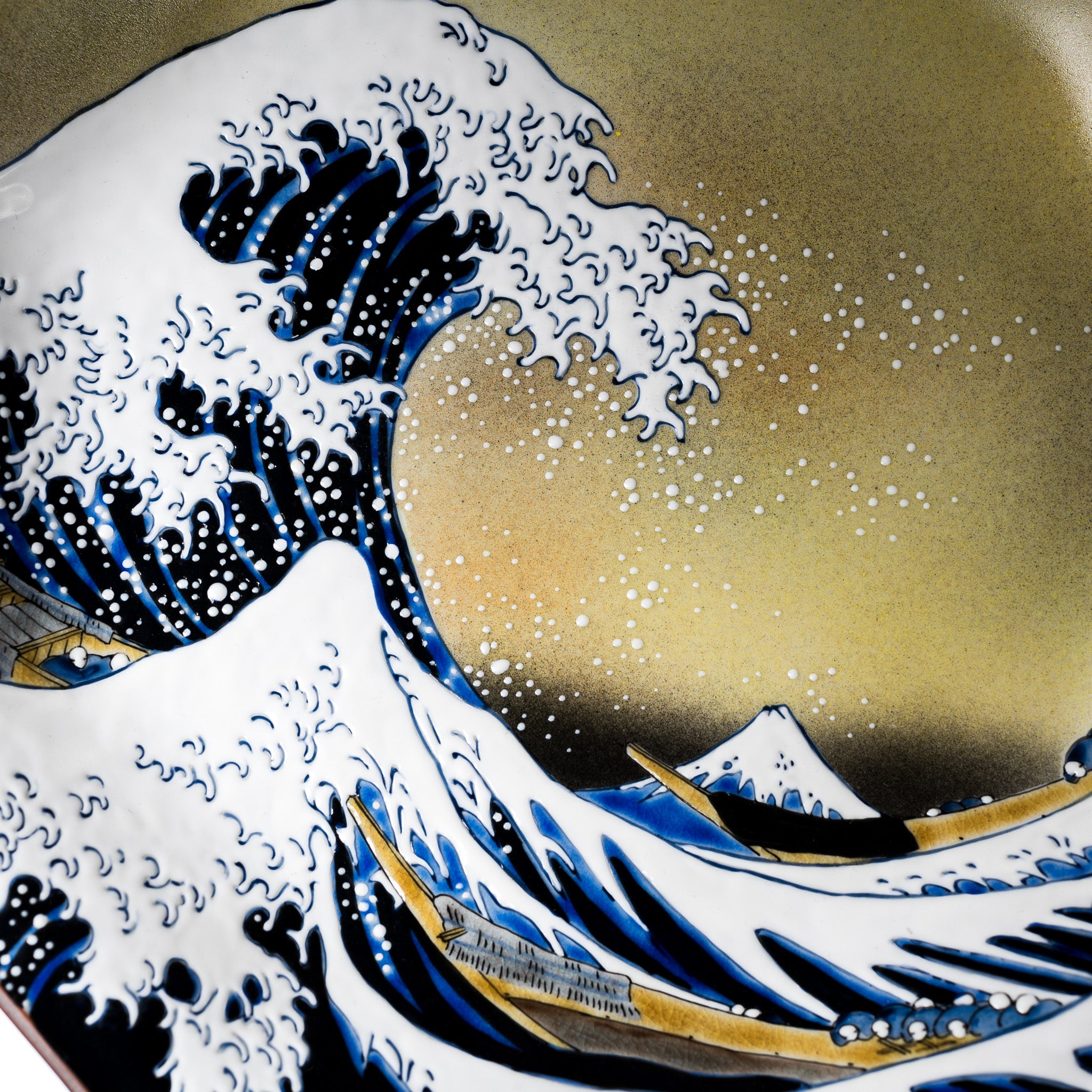 Premium Kutani Ware Hokusai Decorative Plate - Great Wave Off Kanagawa Japanese Porcelain Art - Home Decor, Wall Display & Gift for Art Collectors
