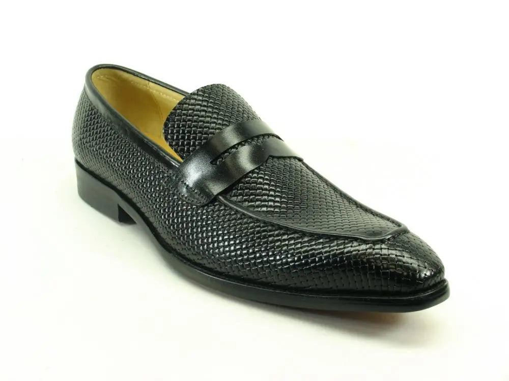 KS478 110E Carrucci Burnished Woven Penny Loafer - Classic Men's Leather Dress Shoes for Business, Office & Formal Occasions