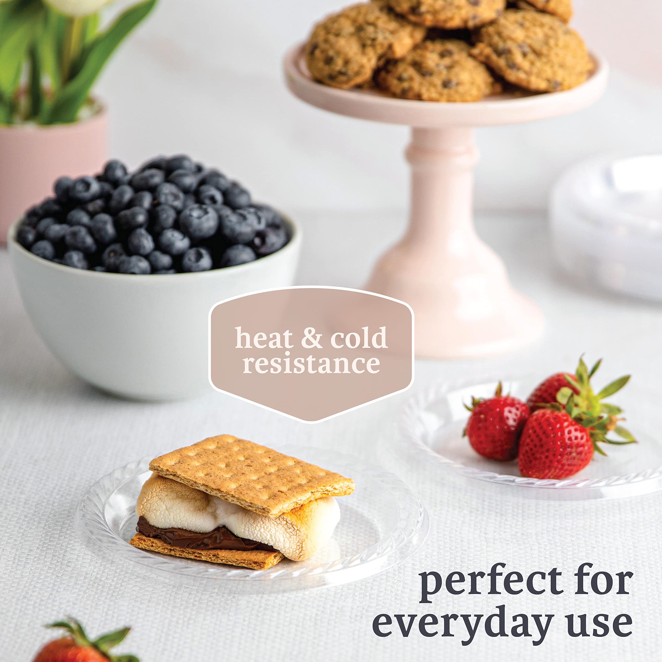 120 Pack 9 Inch Clear Plastic Plates Bulk - Disposable Microwavable & Recyclable Dinner Plates, Leakproof Party Supplies for Weddings, Picnics, BBQs & Outdoor Events - Perfect for Home, Travel & Camping