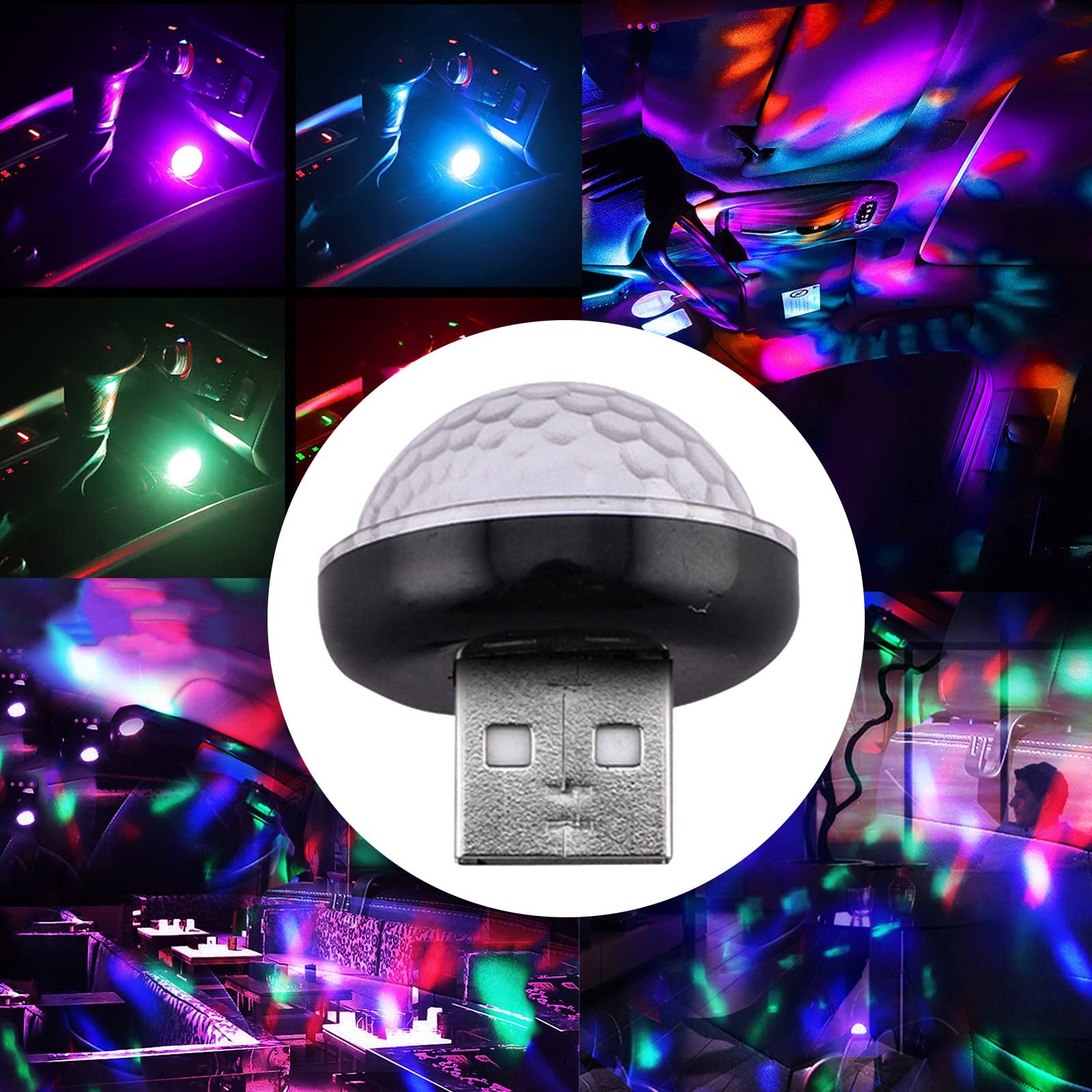 Colorful USB Car LED Atmosphere Light Kit - Voice-Activated Interior Ambient Lighting for Night Decoration | Perfect for Car Parties, Romantic Dates & Night Driving