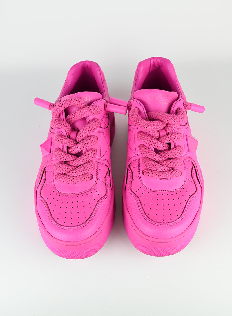 Valentino One Stud XL Fuchsia Sneakers - Women's Size 40 | Luxury Designer Fashion Shoes for Casual Wear & Street Style