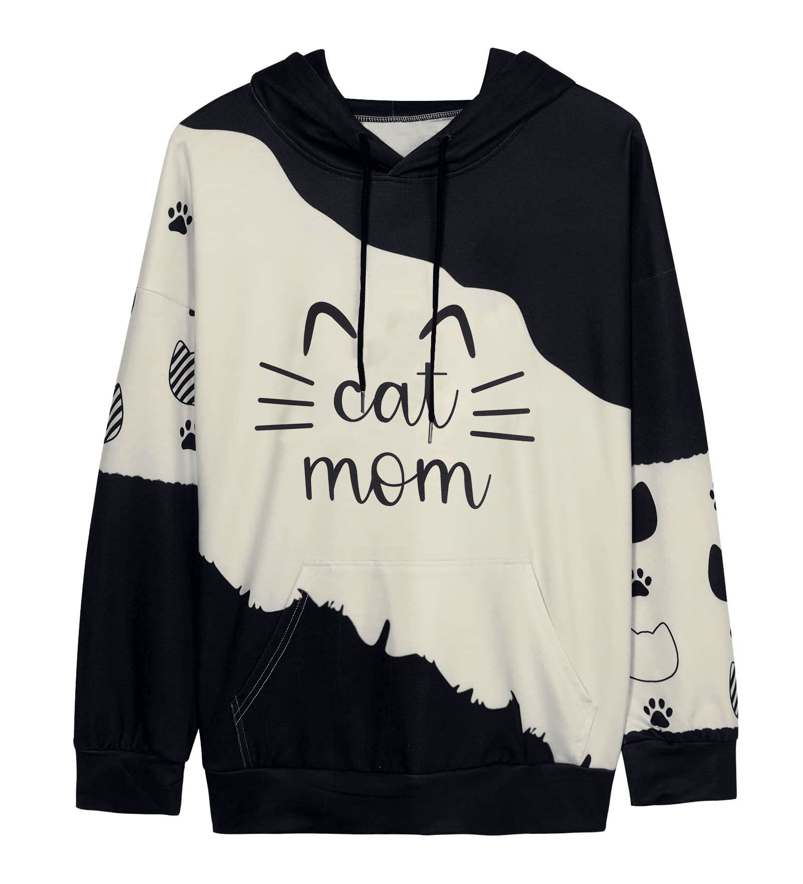 Women's Cat Mom Sweatshirt - Cute Long Sleeve Cat Mama Shirt with Letter Print - Perfect for Cat Lovers, Casual Wear & Gifts