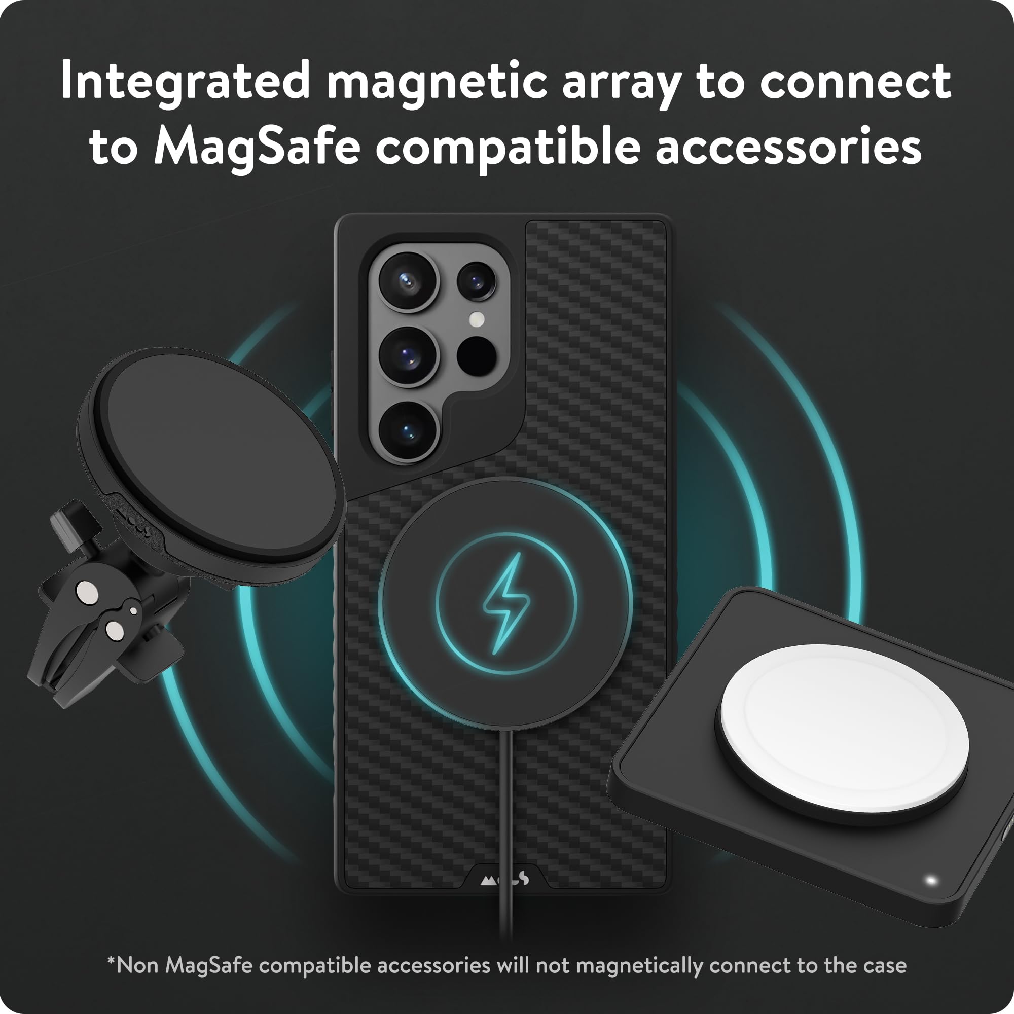 Mous Limitless 5.0 Carbon Fiber Case for Samsung Galaxy S24 Ultra - MagSafe Compatible Protective Phone Cover - Perfect for Work, Travel & Outdoor Activities