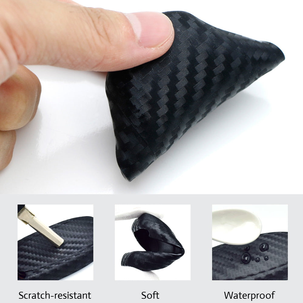 Carbon Fiber Soft Silicone Key Fob Cover for 2017+ Audi A4 A5 Q7 TT Smart Key - Durable Protective Case for Car Remote Keychain (Perfect for Daily Use, Travel & Gift)