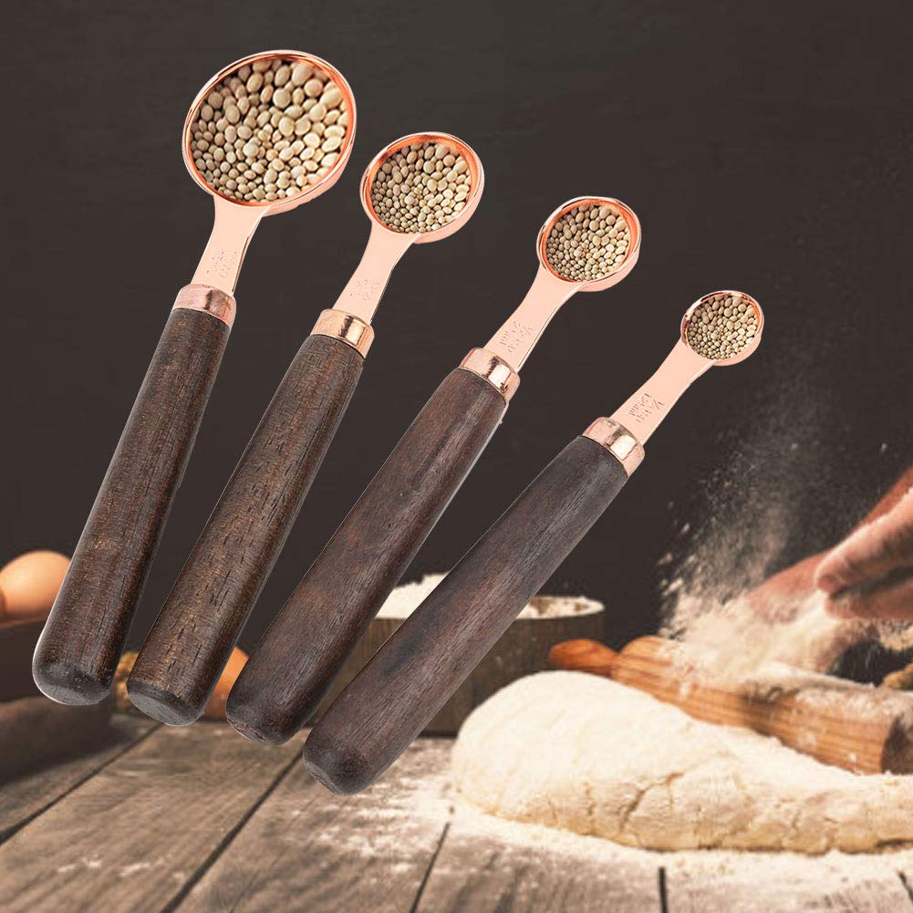 Premium Stainless Steel Rose Gold Measuring Cups Set - 6-Piece Kitchen Measuring Spoons for Dry & Liquid Ingredients - Perfect for Baking, Cooking & Meal Prep at Home