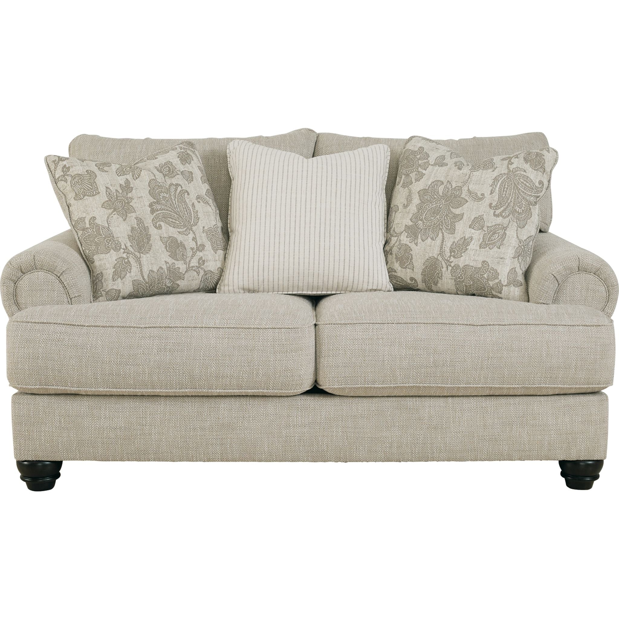 Asanti Loveseat in Fog - Modern Two-Seater Sofa for Living Room, Lounge & Small Spaces - Comfortable Fabric Loveseat with Soft Cushions