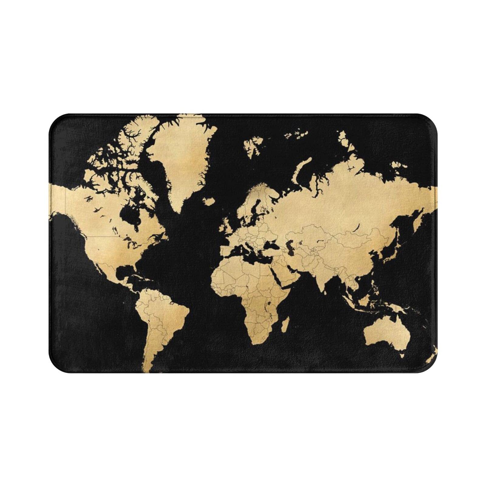 Vintage World Map Bath Mat - Non-Slip Polyester Bathroom Rug, Front Door Mat for Indoor & Outdoor Use, 15.7