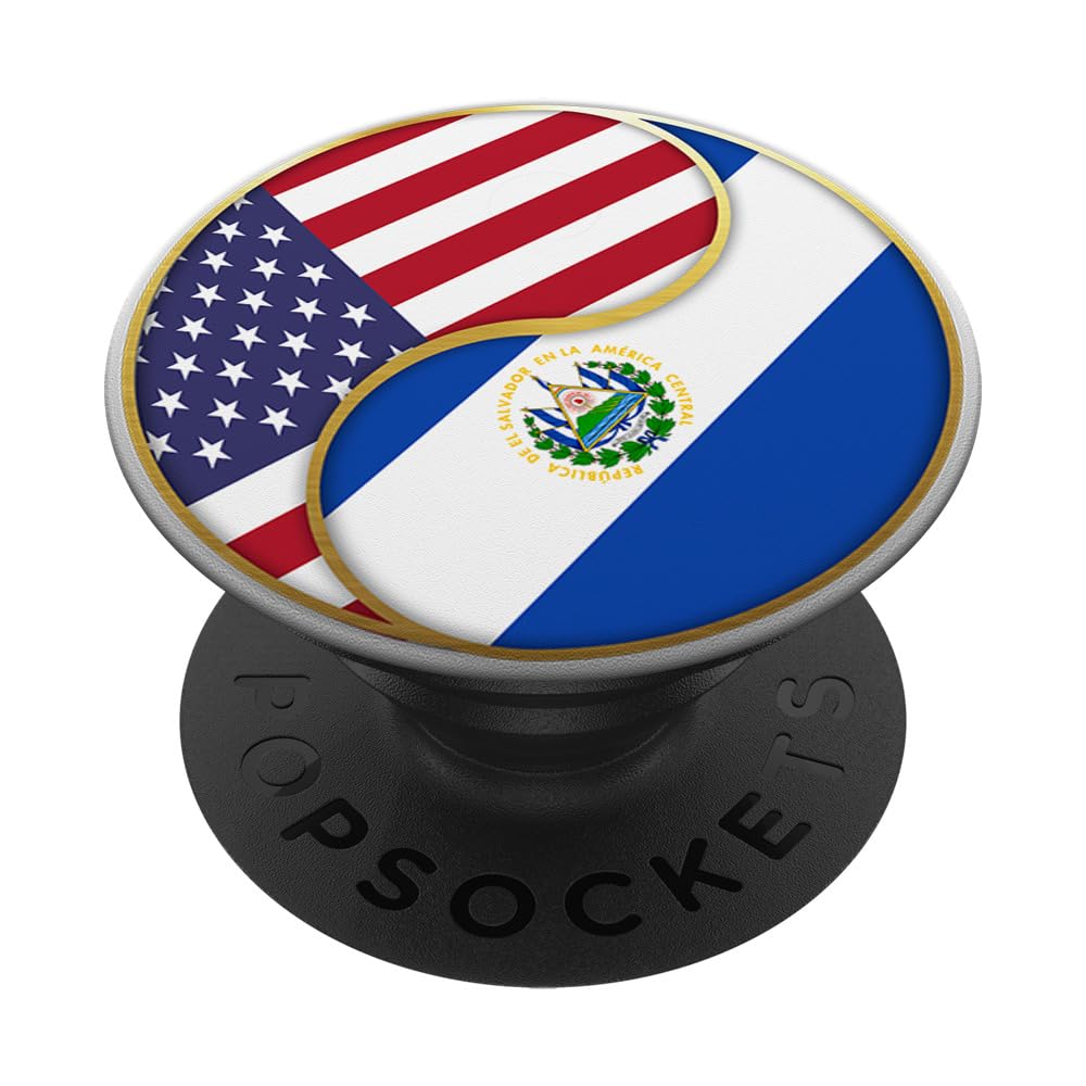Salvadorian Flag PopSockets - Swappable PopGrip for Phones with Salvador & USA Flags - Perfect for Travel, Patriotic Events & Phone Protection
