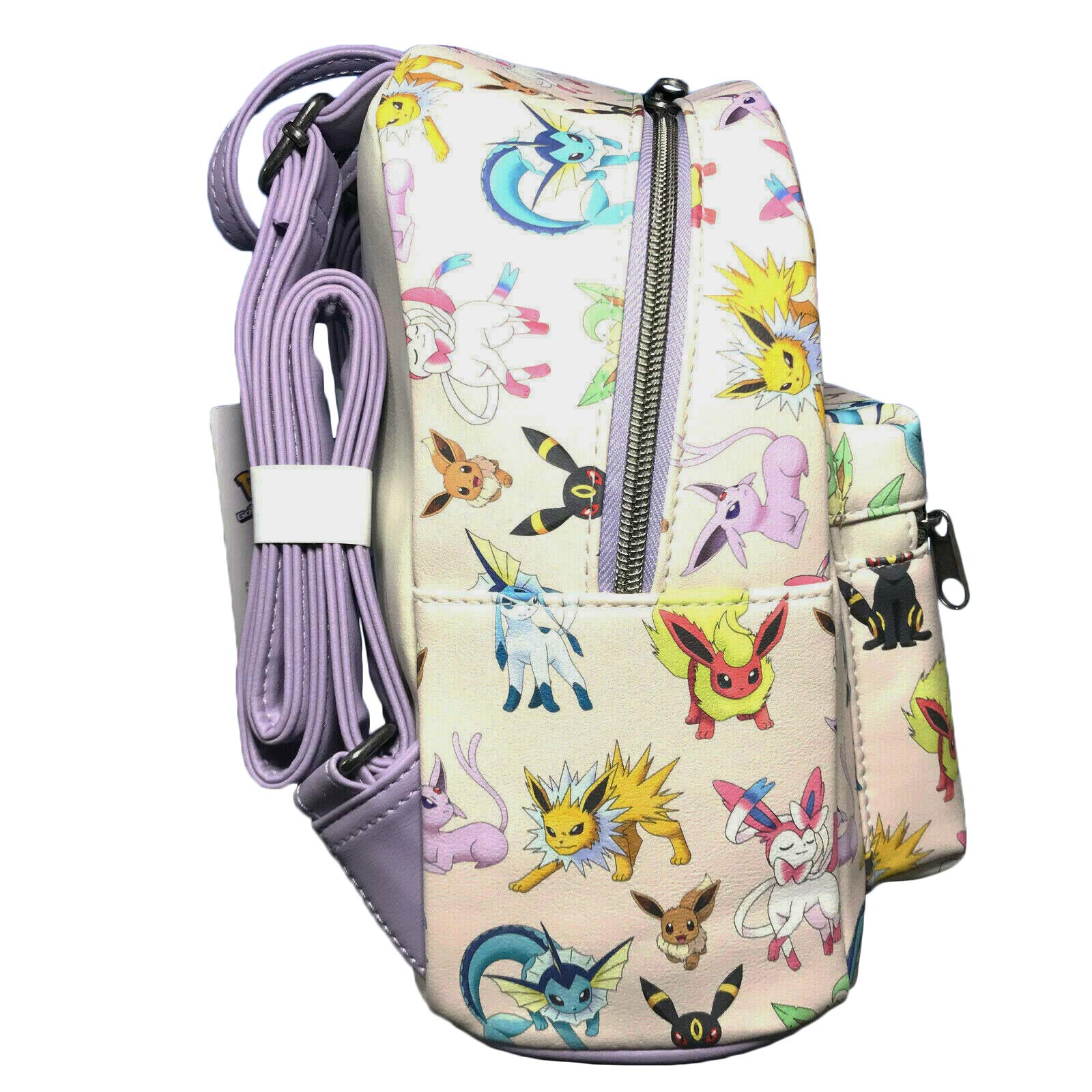 Eevee & Eeveelutions Watercolor Mini Backpack - Cute Anime Shoulder Bag Purse for Women & Girls - Perfect for School, Travel, and Cosplay