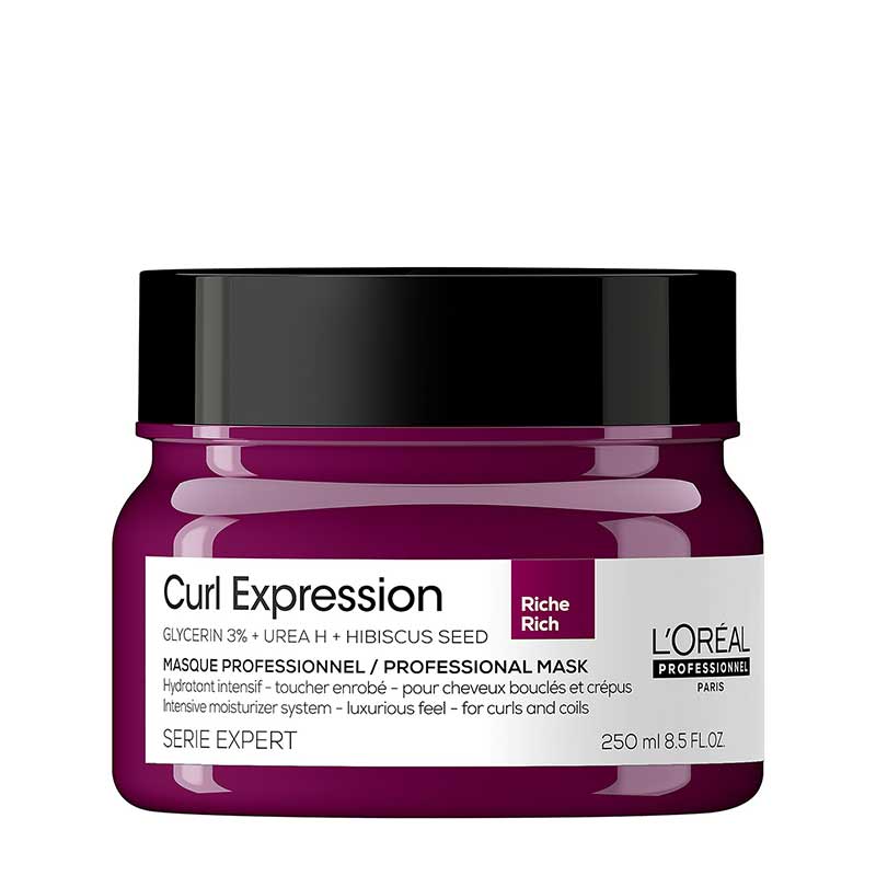 L'Oréal Professionnel Curl Expression Rich Mask for Curly & Coily Hair - Deep Hydration & Frizz Control for Defined Curls - Perfect for Dry, Damaged Hair Care Routine